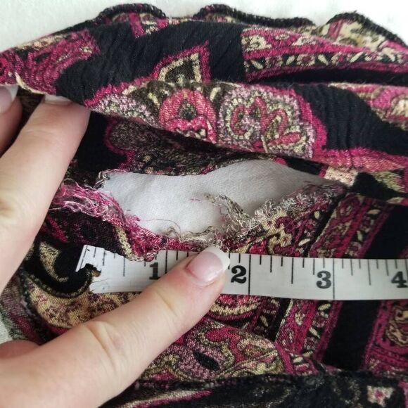 Pink Magenta & Black Geometric Paisley Ruffle Tier Halter Maxi Dress Sundress - Picture 10 of 11